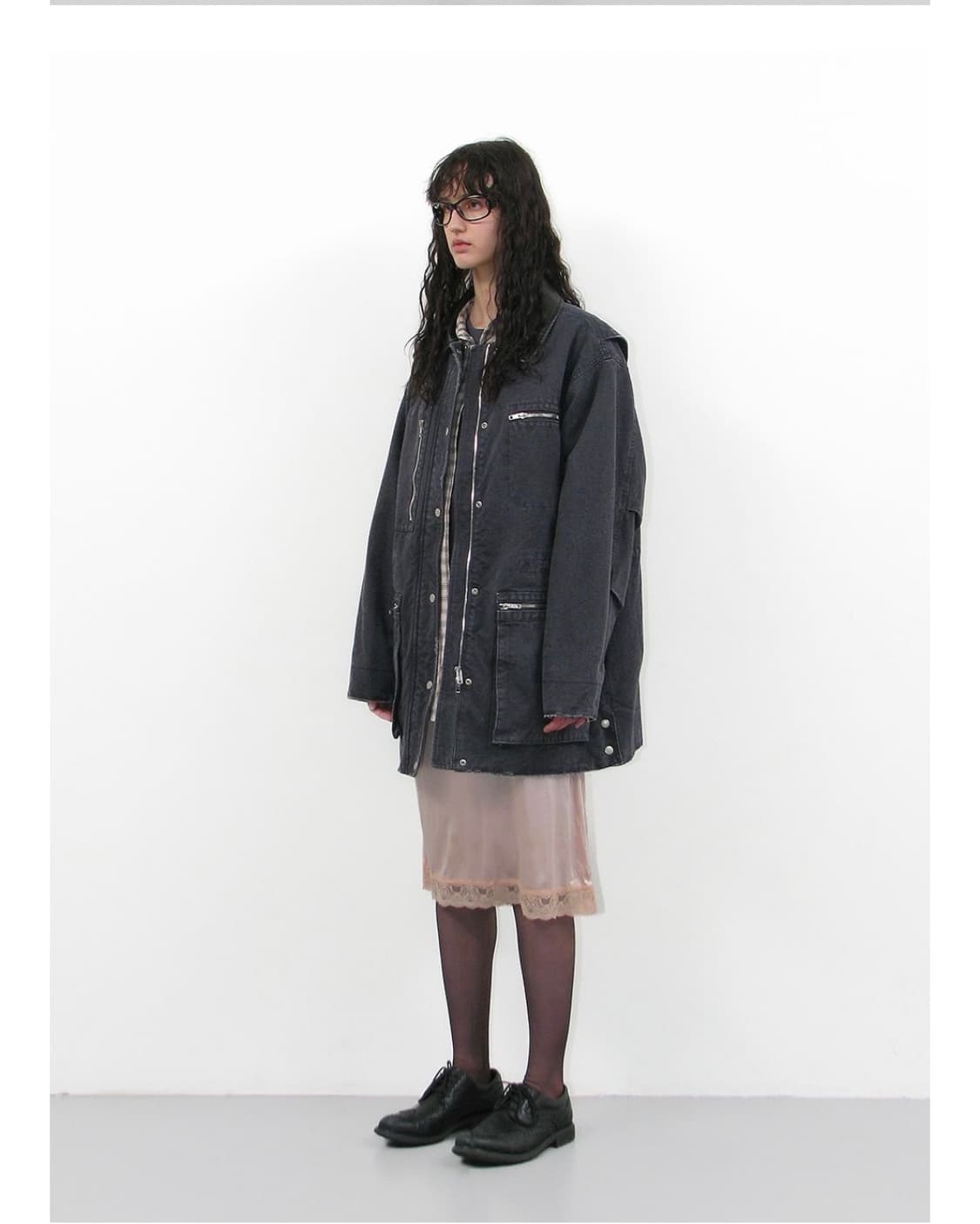 파르티멘토 우먼 워시드 데미지 코어 코트 차콜 상품이미지6