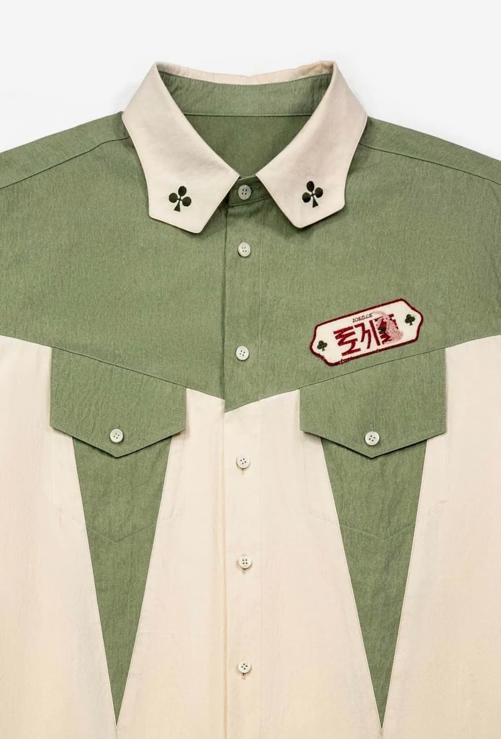 2) 이외들 토끼풀 패치 볼링셔츠 그린 상품이미지4