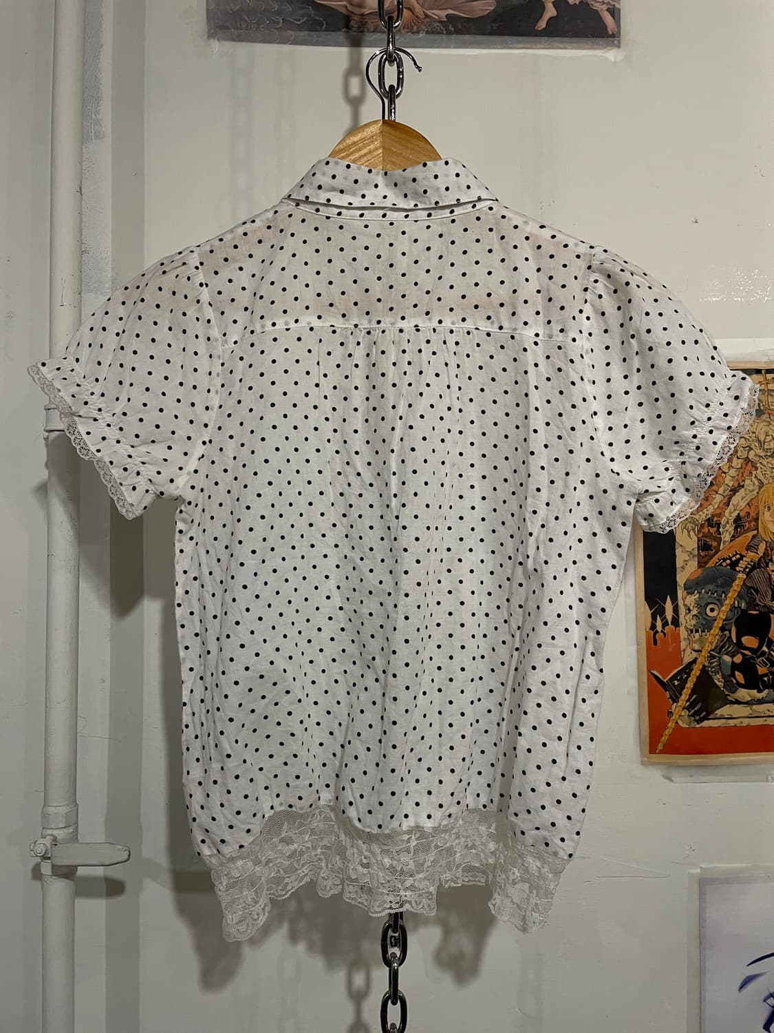 플라워 레이스 도트 패턴 반팔 셔츠 상품이미지4