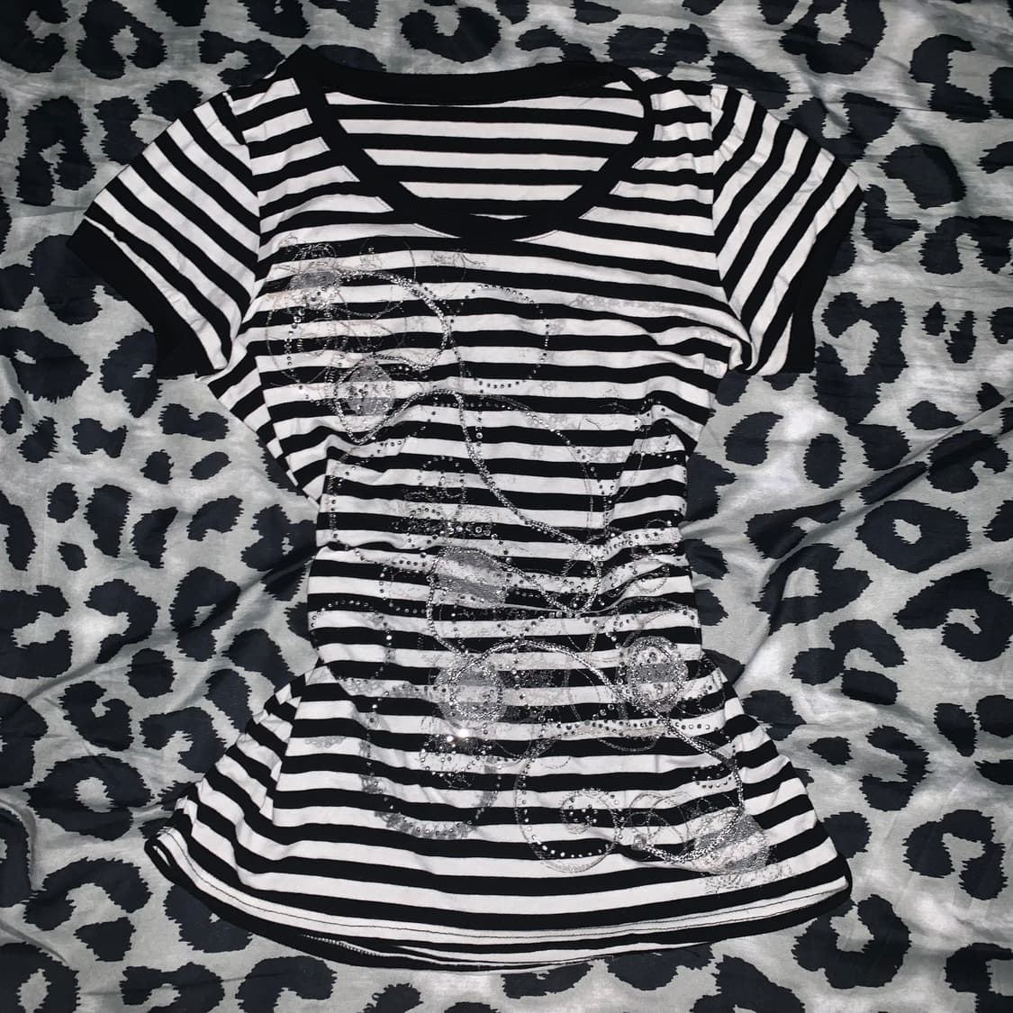 Y2k 오네갸루 갸루 큐빅 티셔츠 상품이미지2