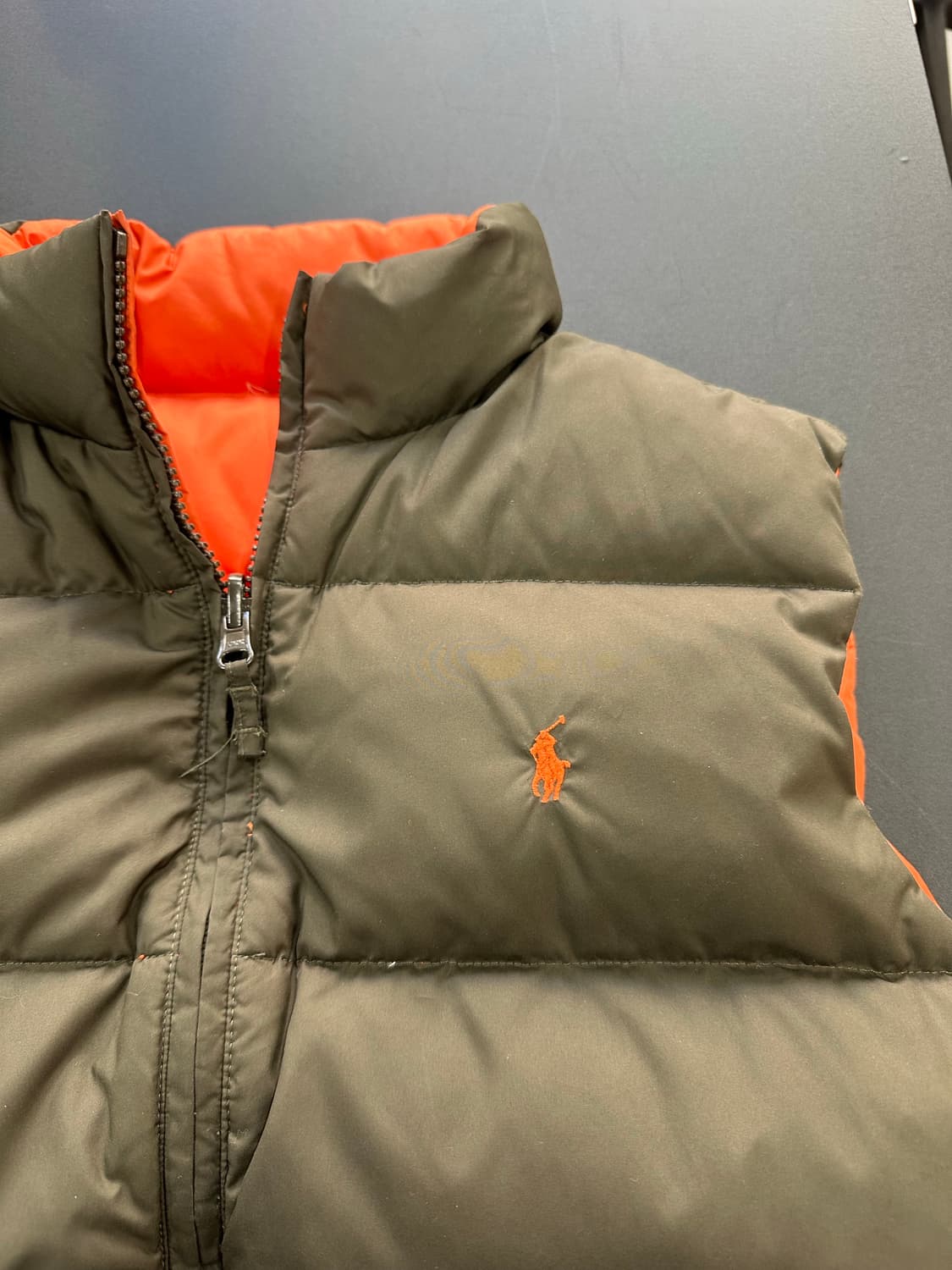 폴로랄프로렌 리버시블 패딩 베스트 카키 오렌지 상품이미지9