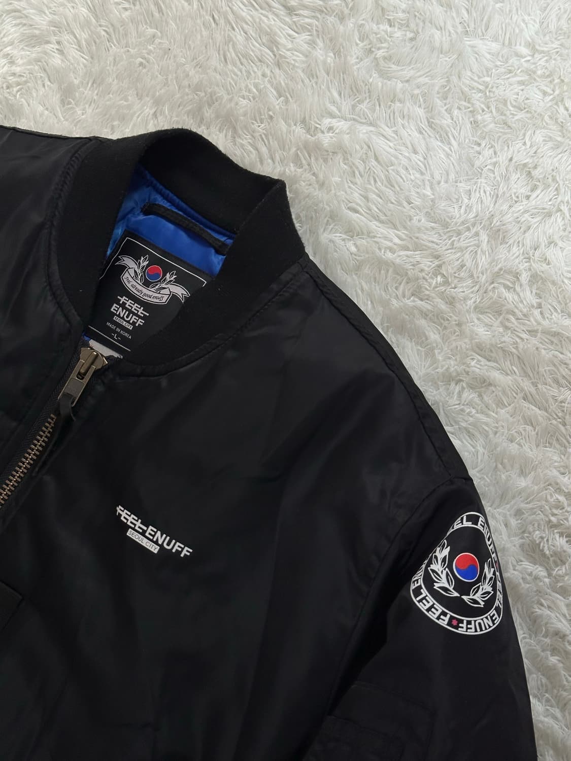 FEEL ENUFF 블랙 봄버 자켓 L 상품이미지4