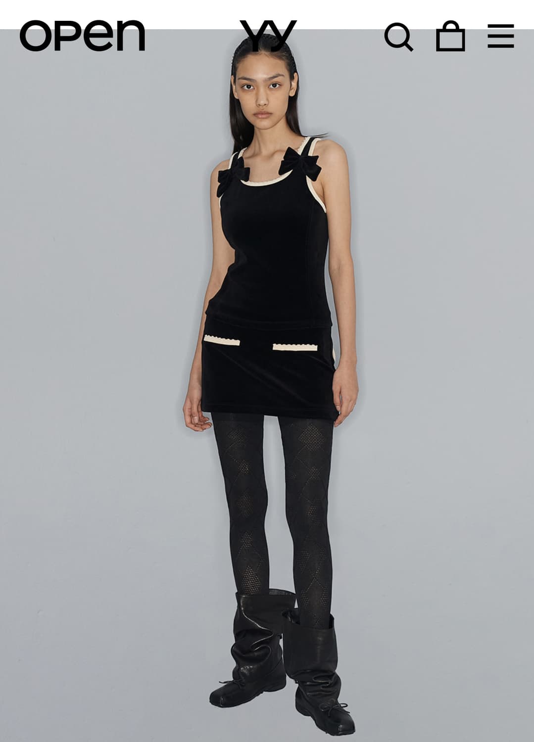 Open yy 벨벳 리본 탑 상품이미지2