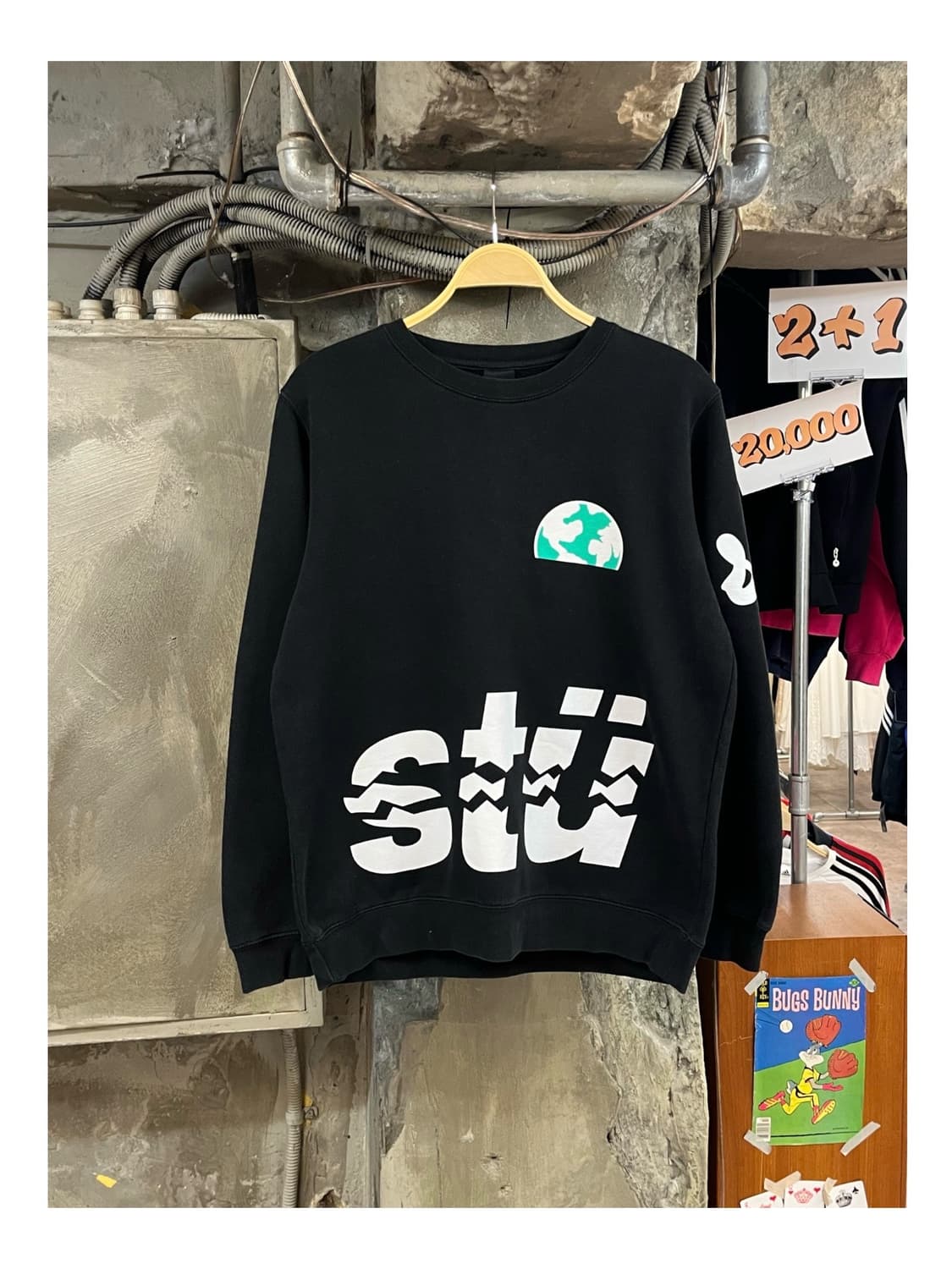 스투시 디스트로이 기모 맨투맨 블랙 M #csz3754 상품이미지1