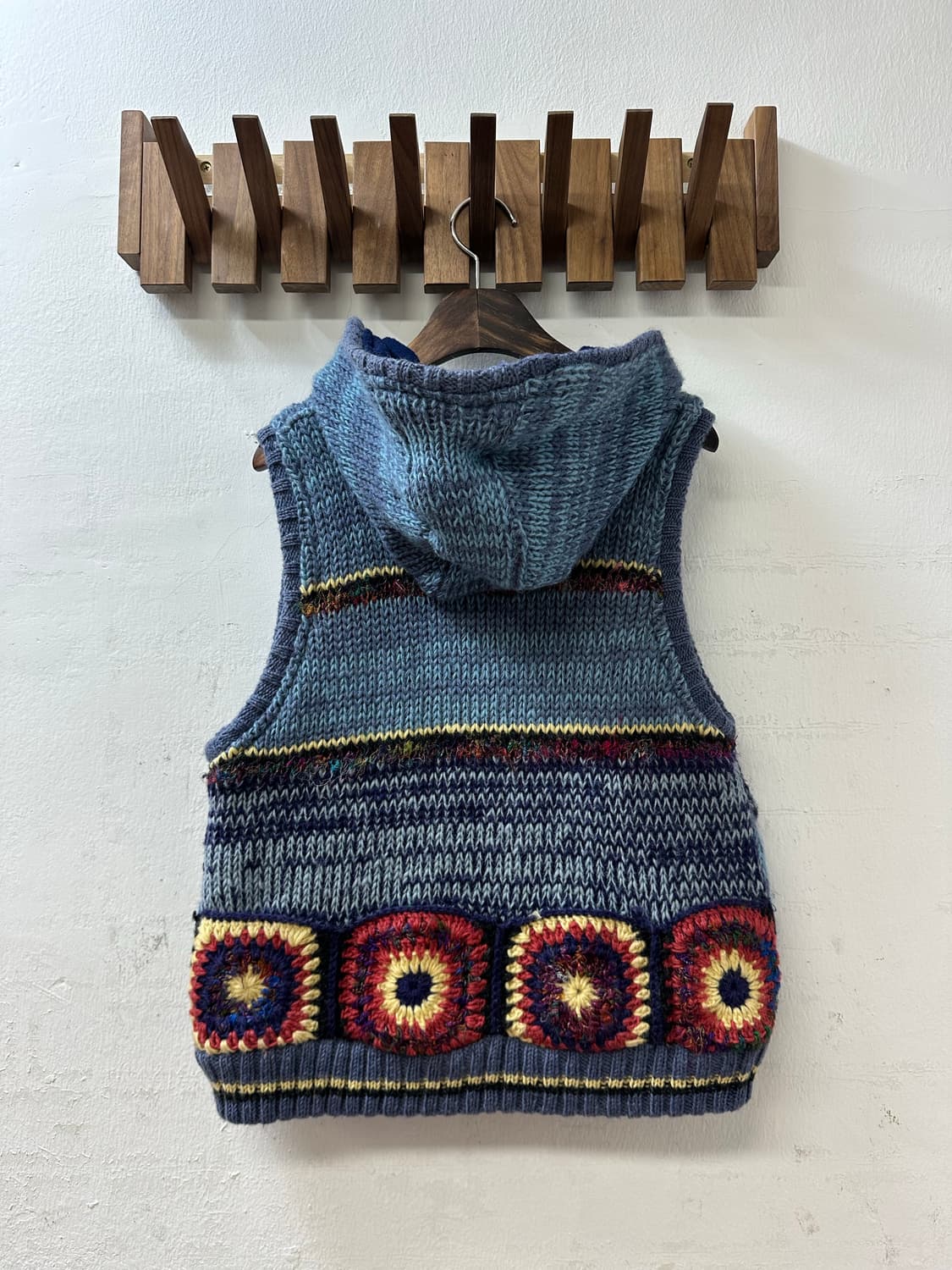 일본빈티지 TiTiCACA 티티카카 모티브 핸드메이드 후드 니트 베스트 상품이미지5