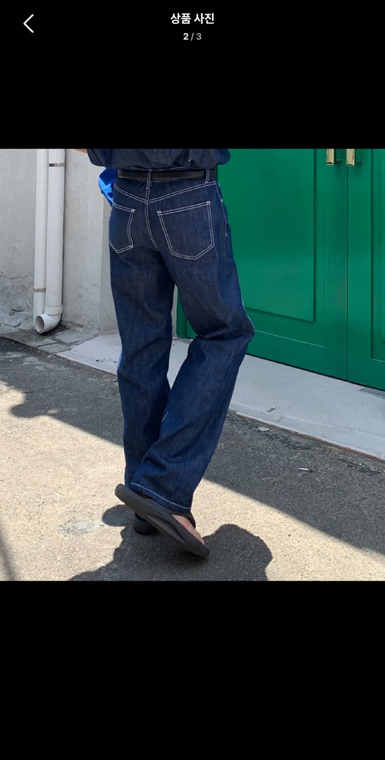 L / 진청 ) 셀비지 와이드 데님 팬츠 상품이미지2