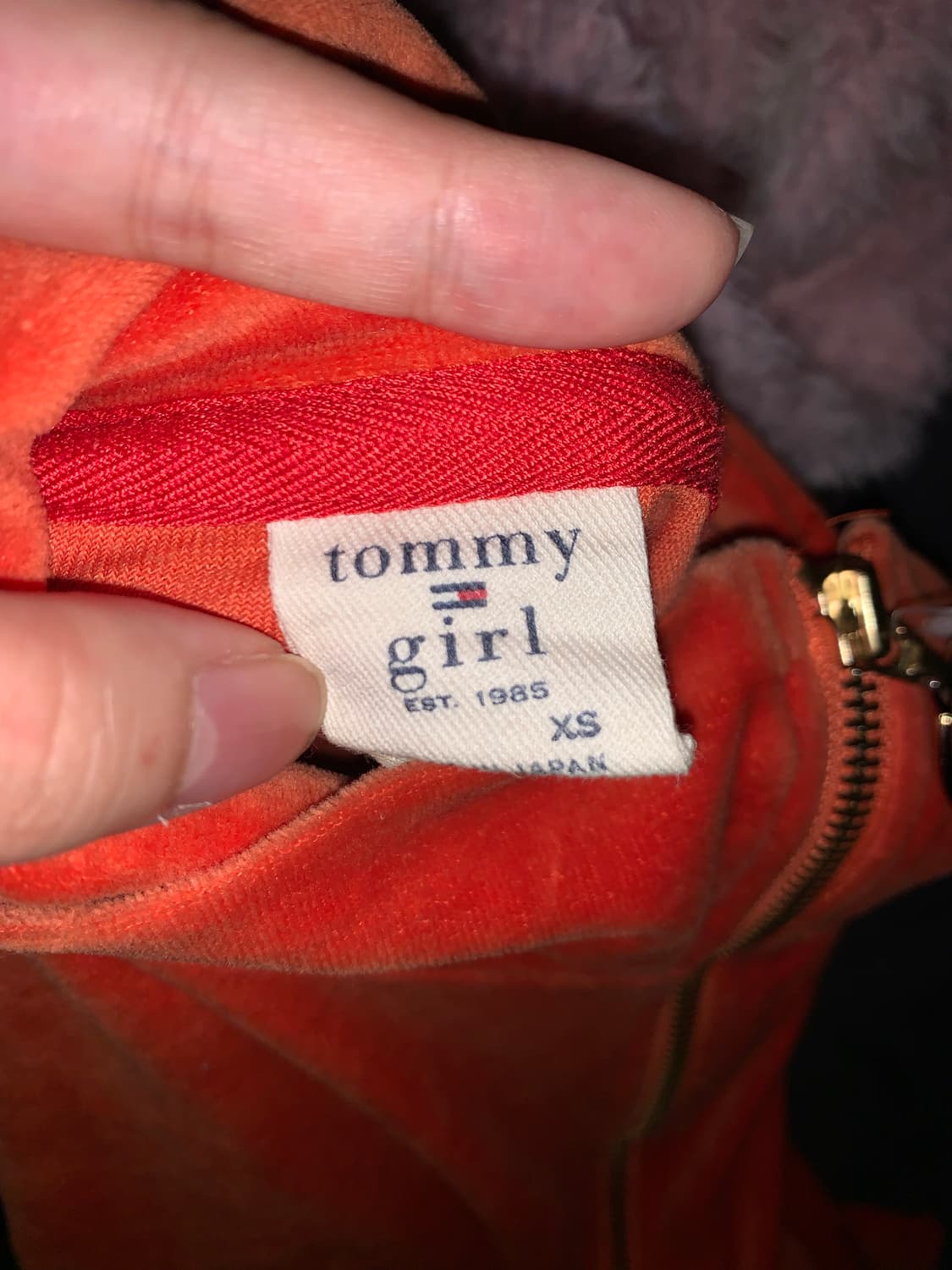 y2k 타미걸 벨벳 오렌지 집업 져지 상품이미지4