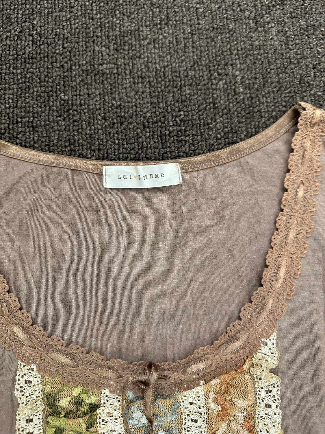 M)Japanese vintage 여성 레이스 디테일 브라운 나시 상품이미지4