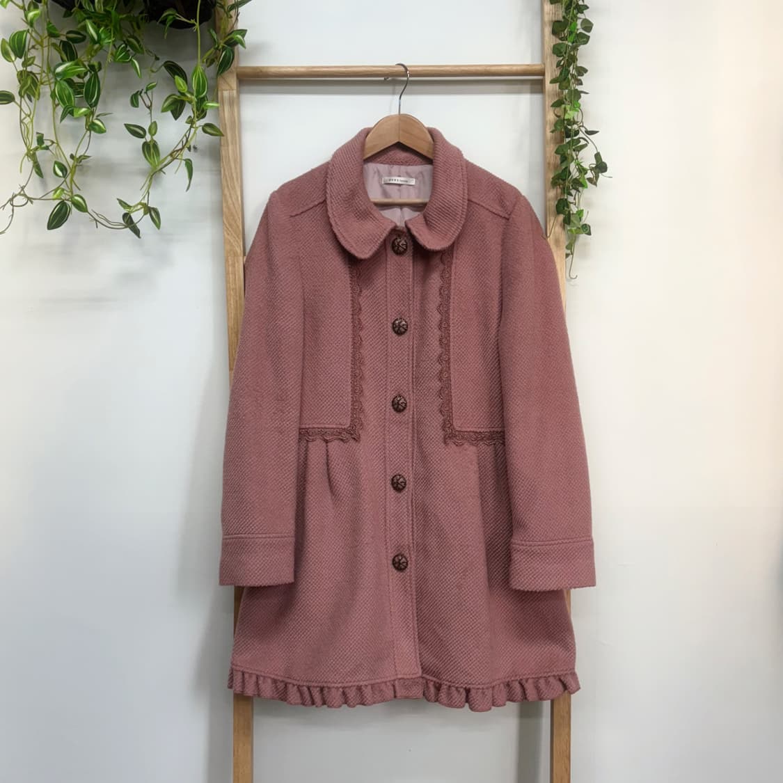 AXES FEMME 엑시즈팜/ 핑크레이스코트 둥근카라코트 뮤트핑크코트 상품이미지6
