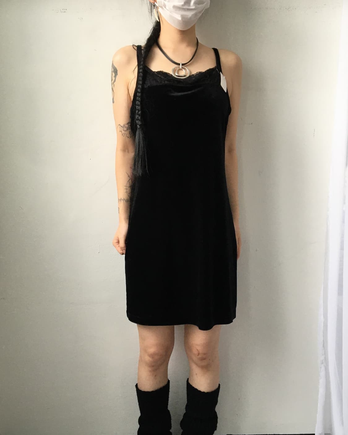 Lace point velvet onepiece 상품이미지1