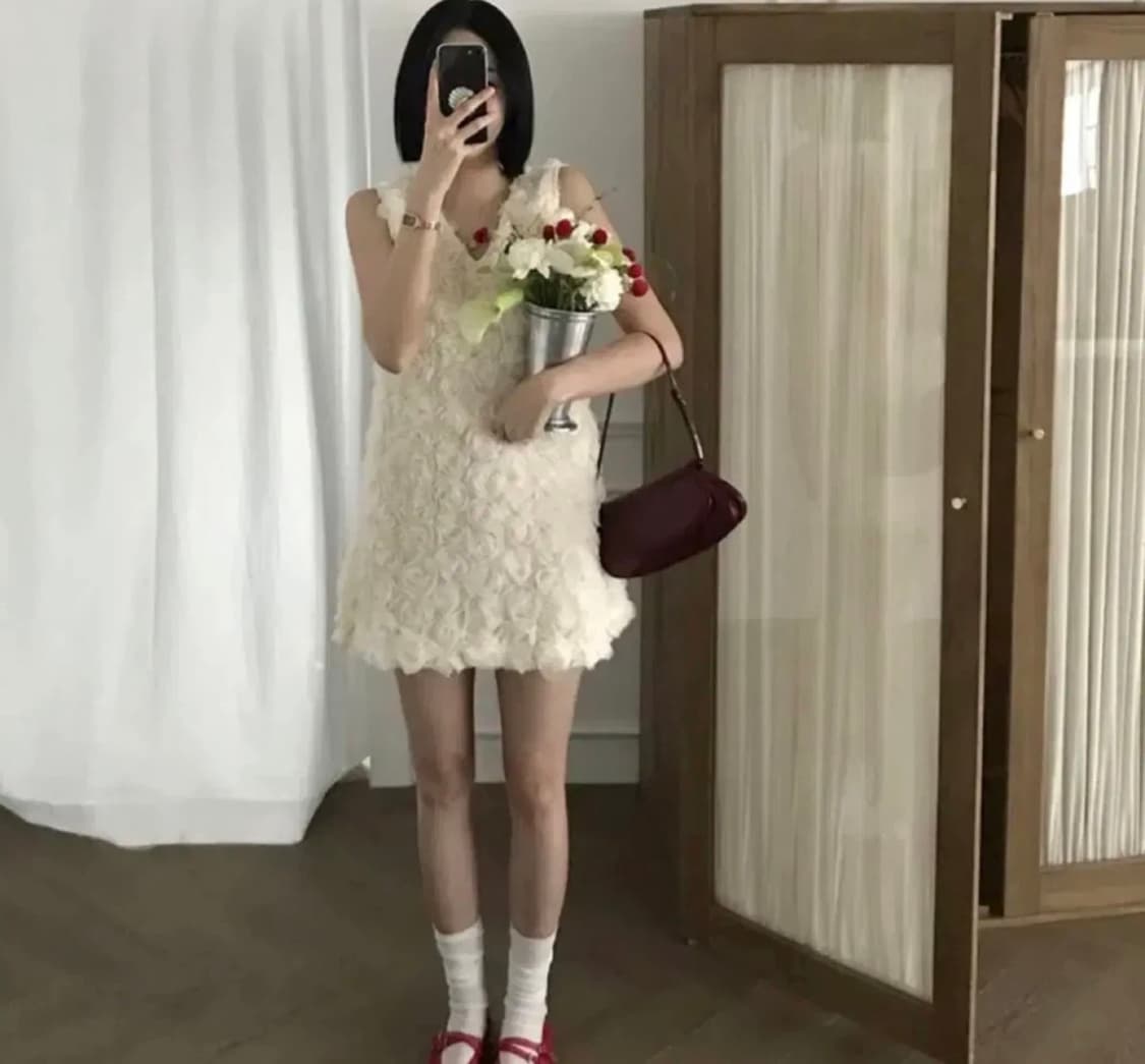 비비드플랜 아델라 로즈 플라워 미니 원피스 상품이미지1