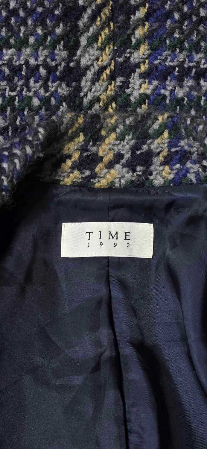 TIME 모 100% 체크 롱 코트 55/66 상품이미지3