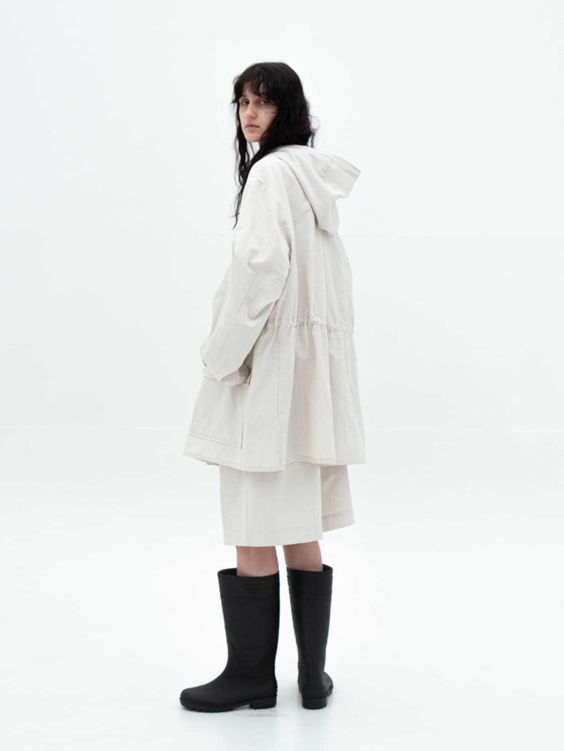 Linen hood half coat 상품이미지4