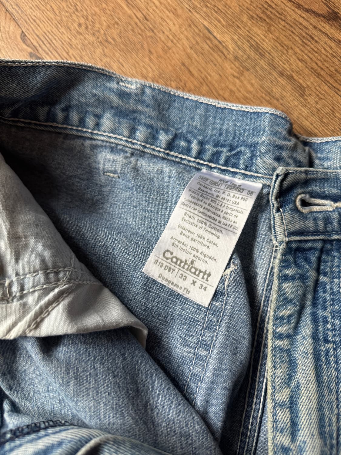 [33]칼하트 USA 덩가리핏 컷오프 싱글니 카펜터 워크 데님 팬츠 상품이미지7