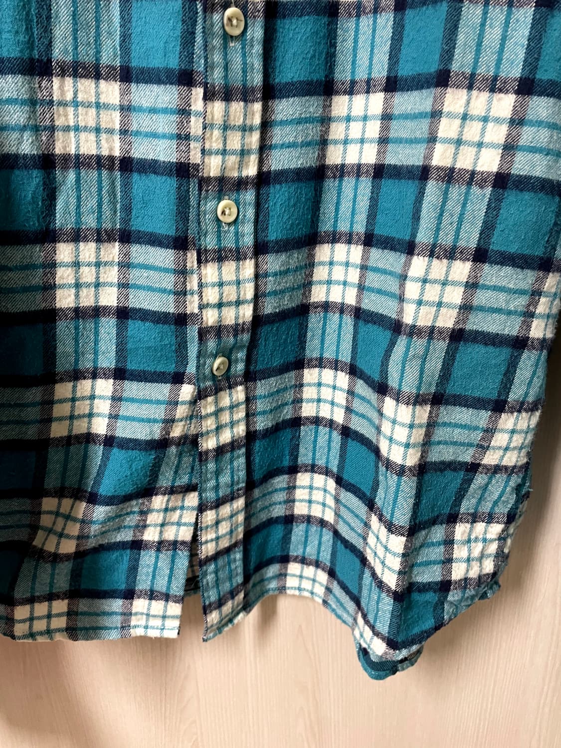 유니클로/ 플란넬 체크 셔츠 터콰이즈 그린/ L 상품이미지4