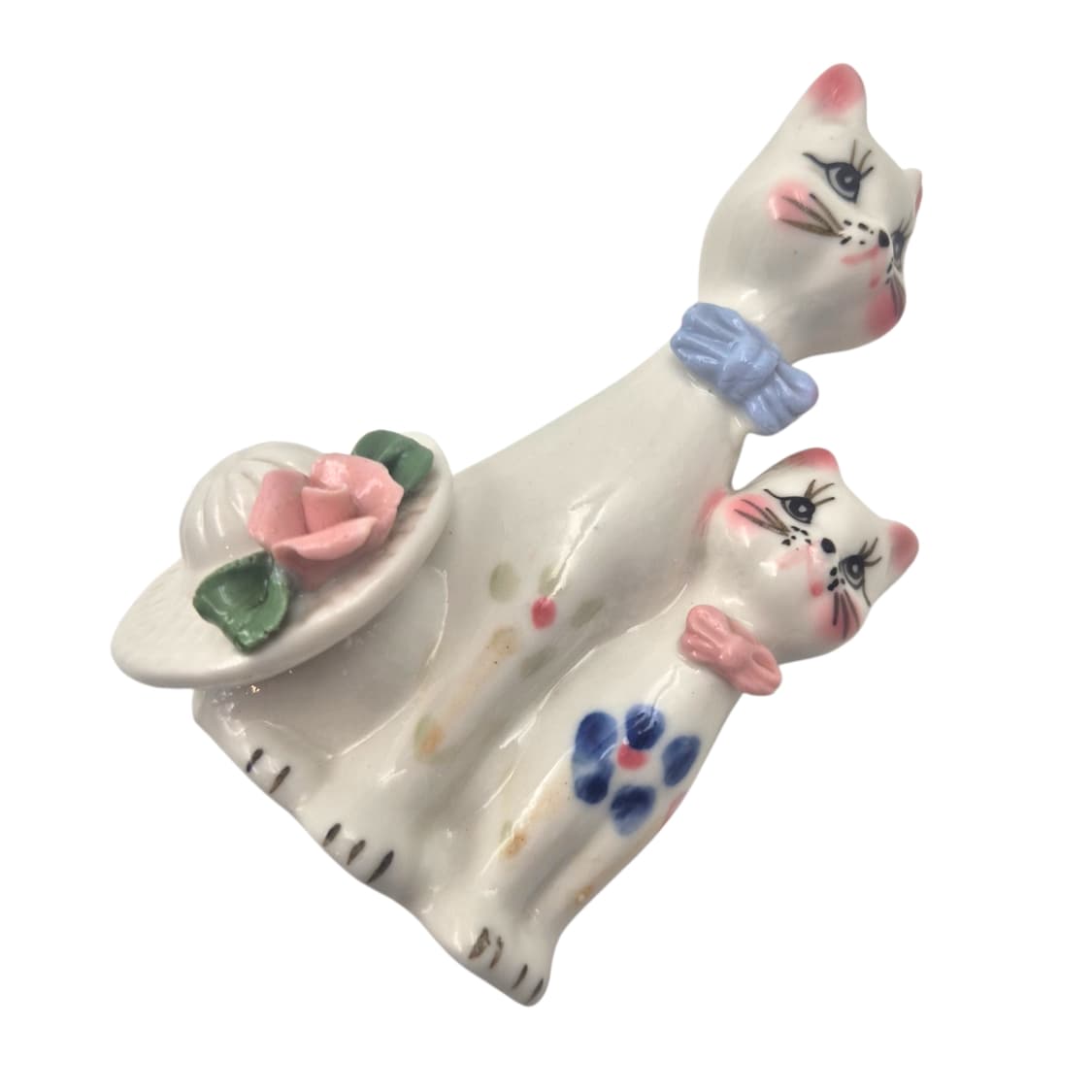 70s 앤틱 핸드메이드 고양이 꽃포지 피겨린 상품이미지4
