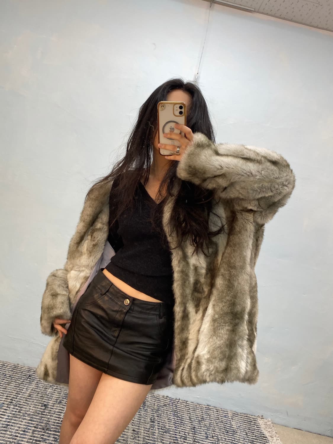 [8621]Gray gradient fur coat# 상품이미지3