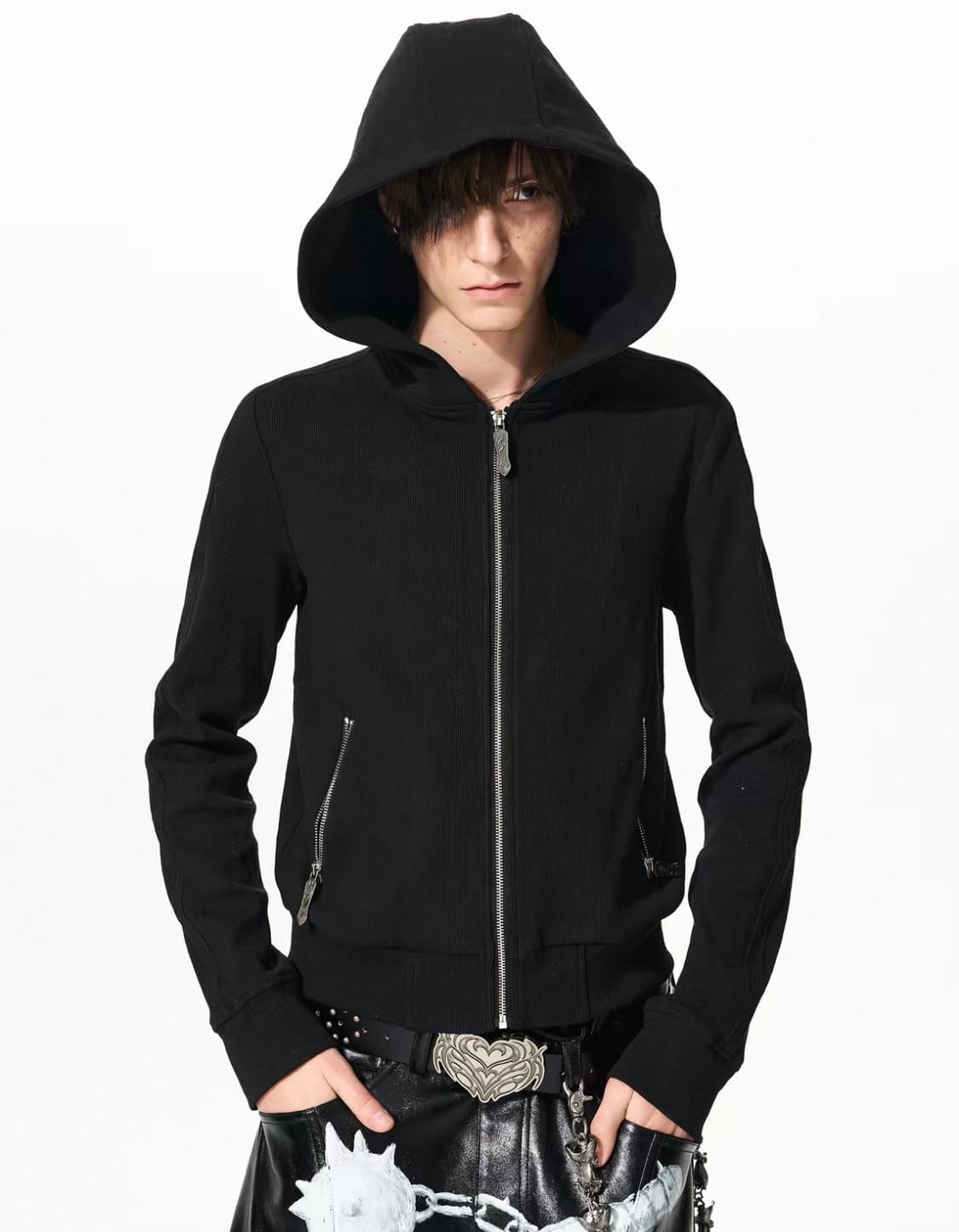 Skull Cross Graphic Zip Hoodie 상품이미지3