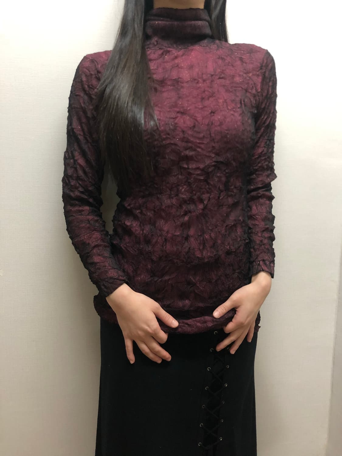 빈티지 버건디 텍스처 탑 상품이미지4