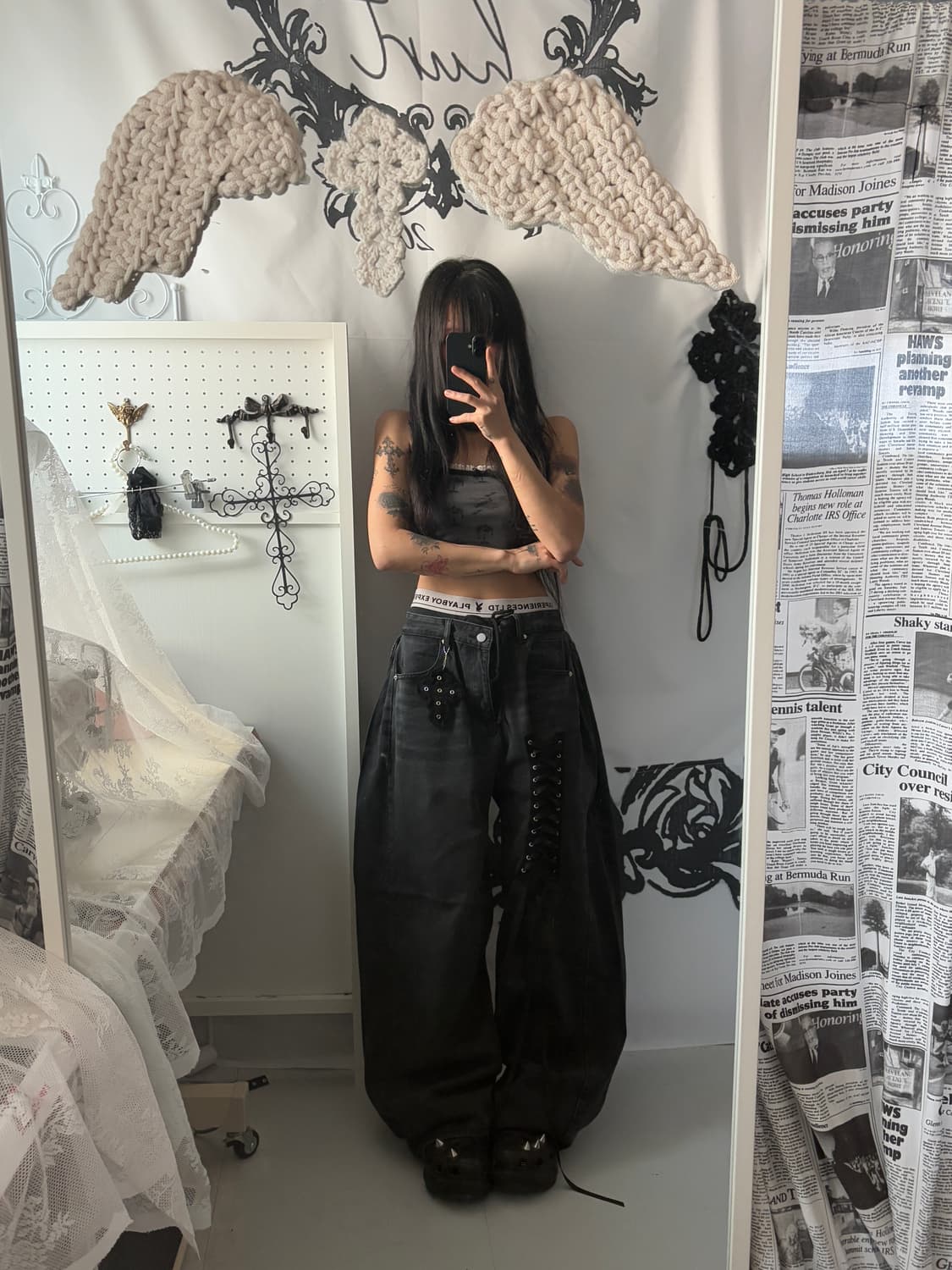 • hurtmade dark gray eyelet denim pants 상품이미지2