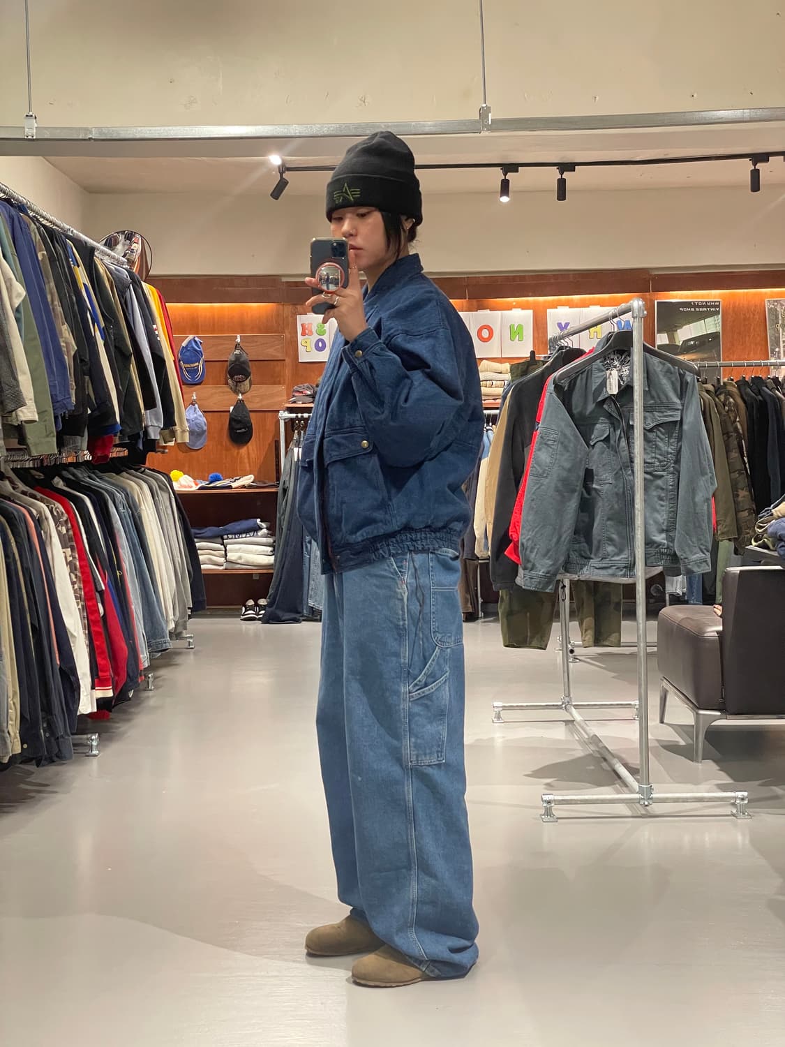 빈티지 데님 봄버 자켓 (가오리핏)   상품이미지4