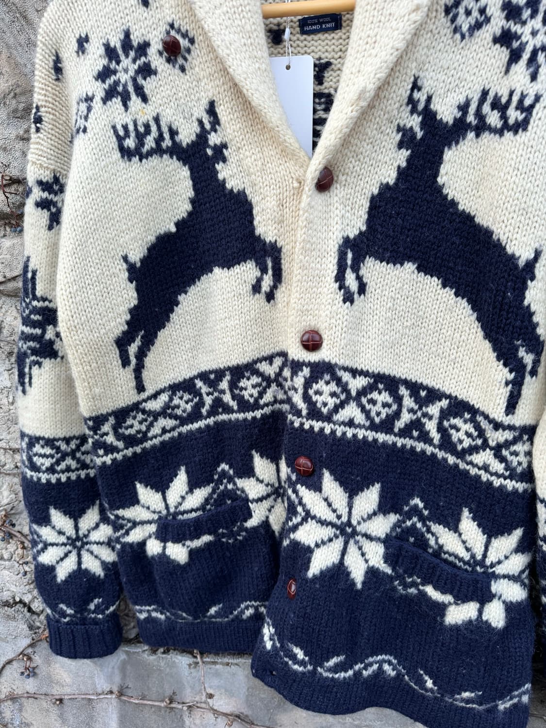 90~00s 폴로 랄프로렌 노르딕 패턴 울 핸드 니트 가디건 s 상품이미지5