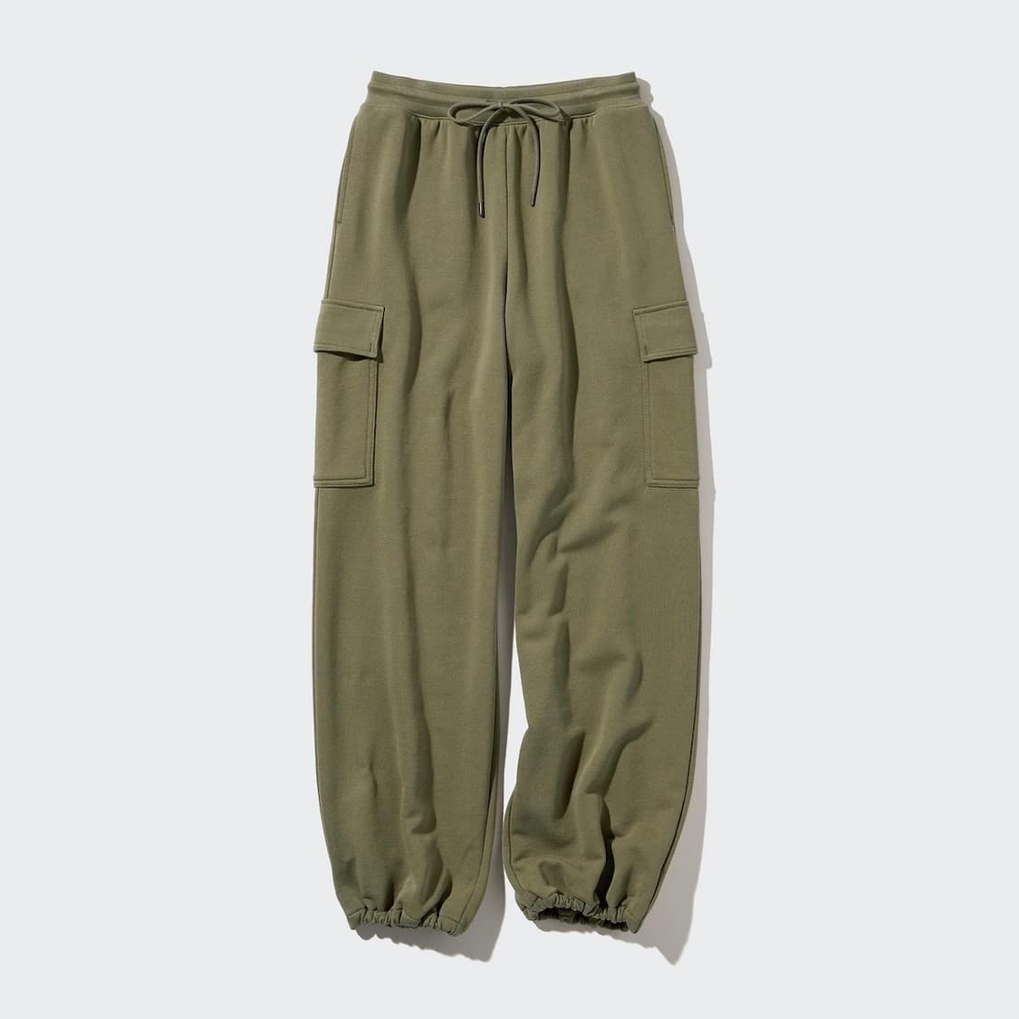 유니클로 스웨트 카고 팬츠 올리브 오프화이트 긴기장 S 상품이미지2
