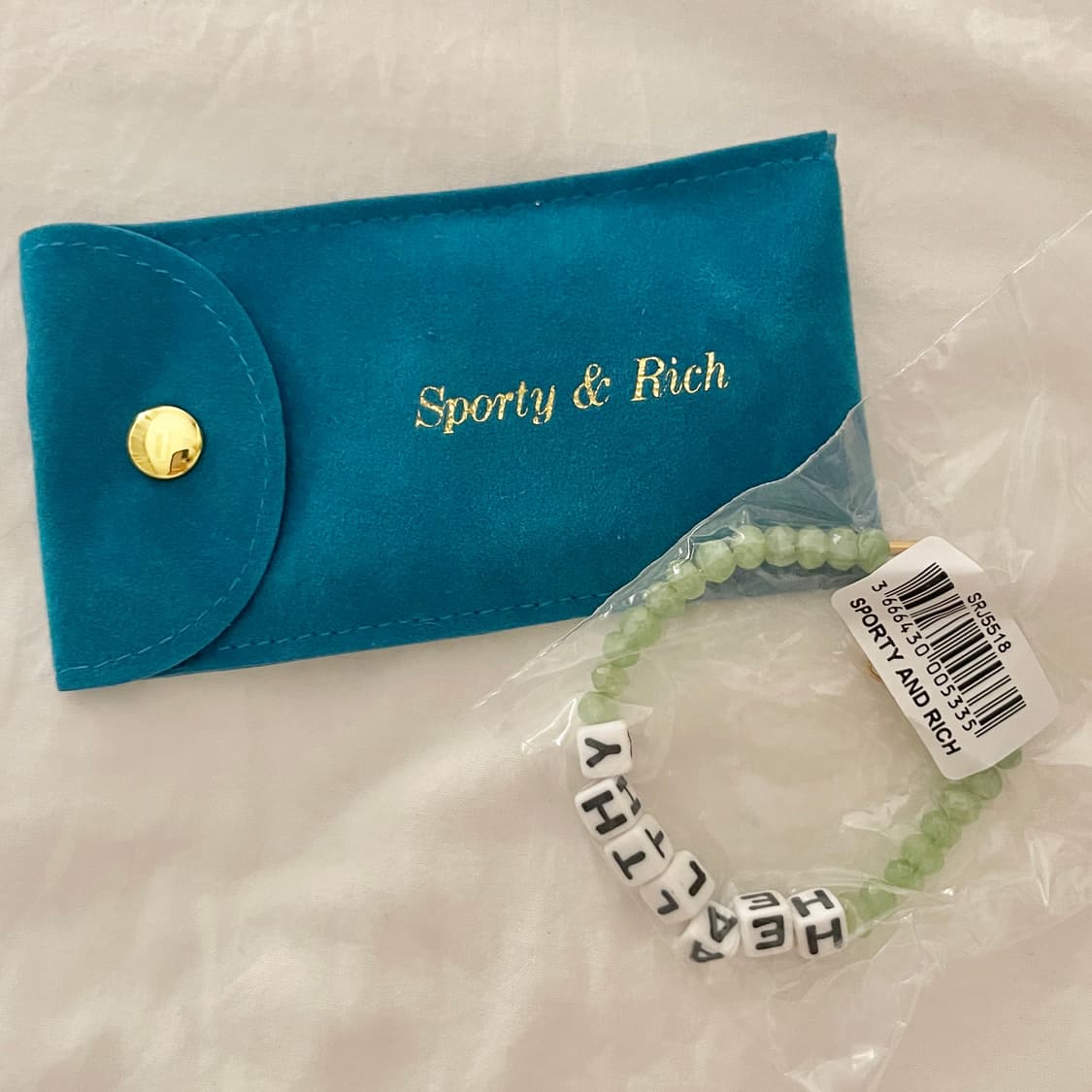 (새상품)Sporty & Rich 스포티앤리치 헬시 비즈 팔찌 그린 상품이미지3