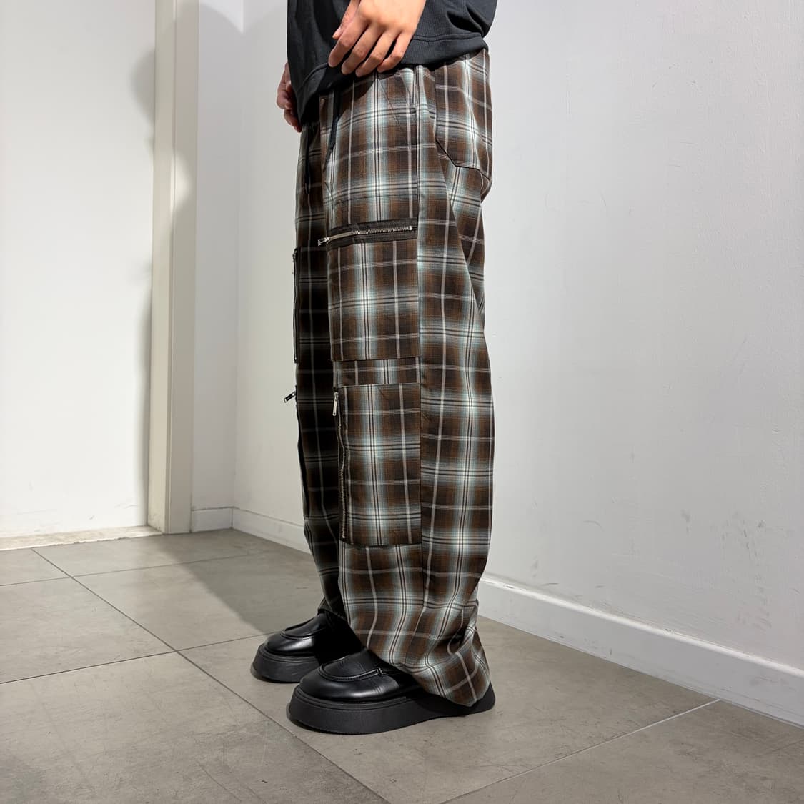  GU x undercover 포켓 체크 카고 팬츠 바지 상품이미지2
