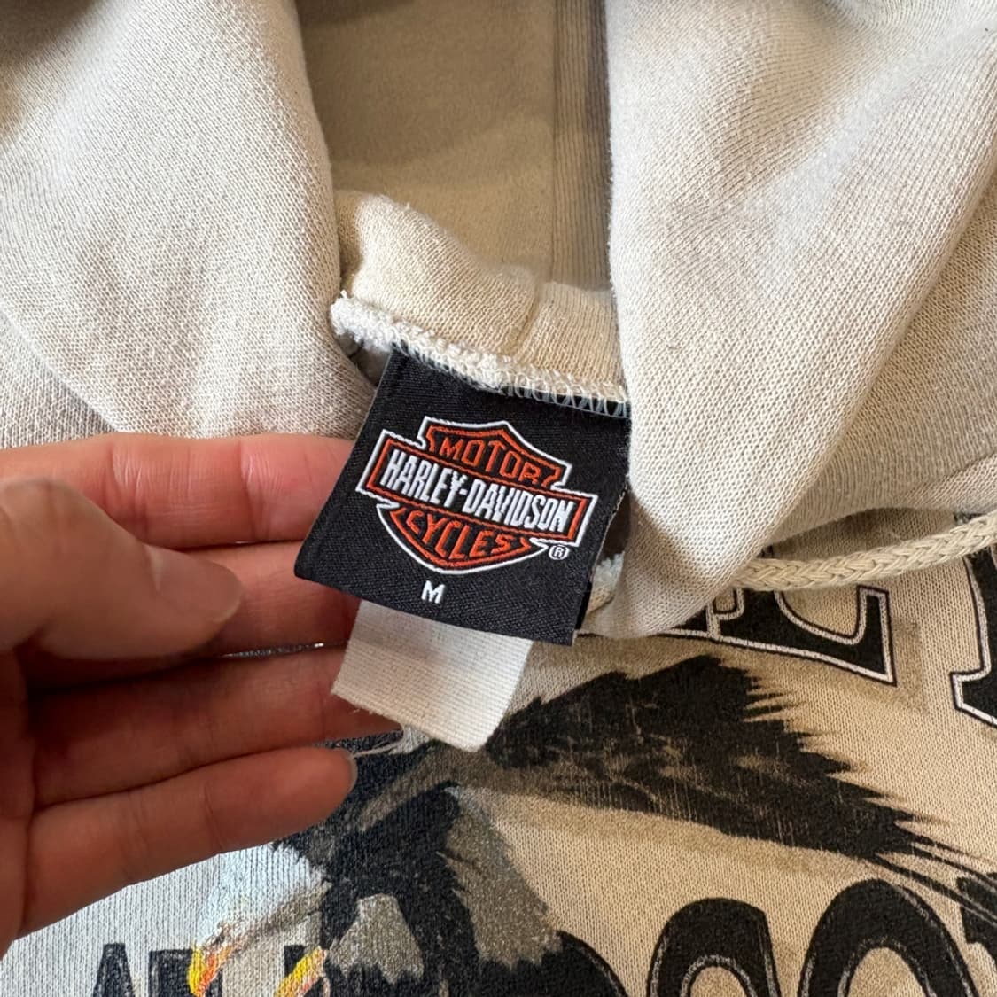 00년대 생산 할리데이비슨 아이보리 후디 후드티 상품이미지6