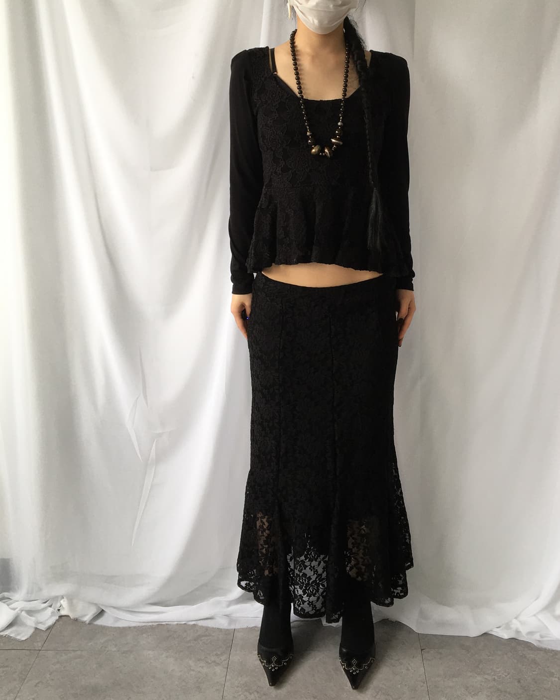 Flower pattern lace point sleeve 상품이미지8