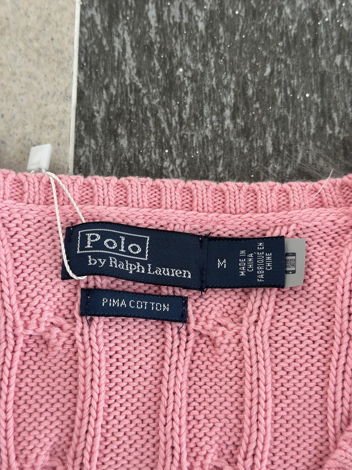 폴로 랄프로렌 연핑크 V넥 피마코튼 케이블 니트  상품이미지8