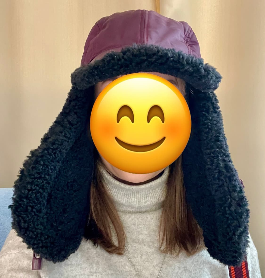 Shearling Trapper Hat (Burgundy & Black) 상품이미지1