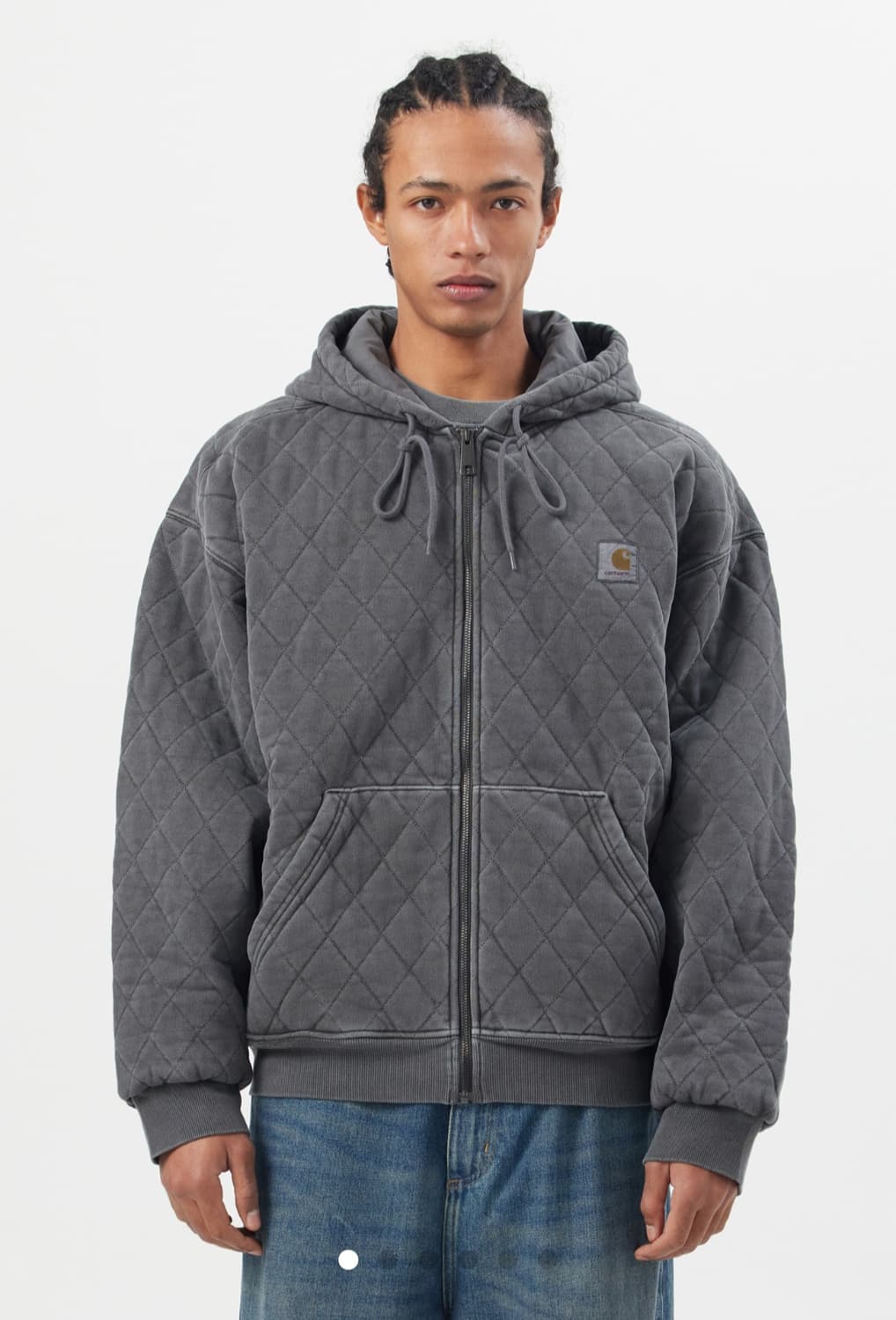 새상품)칼하트 퀼팅 후드 스웻 자켓 블랙 상품이미지1