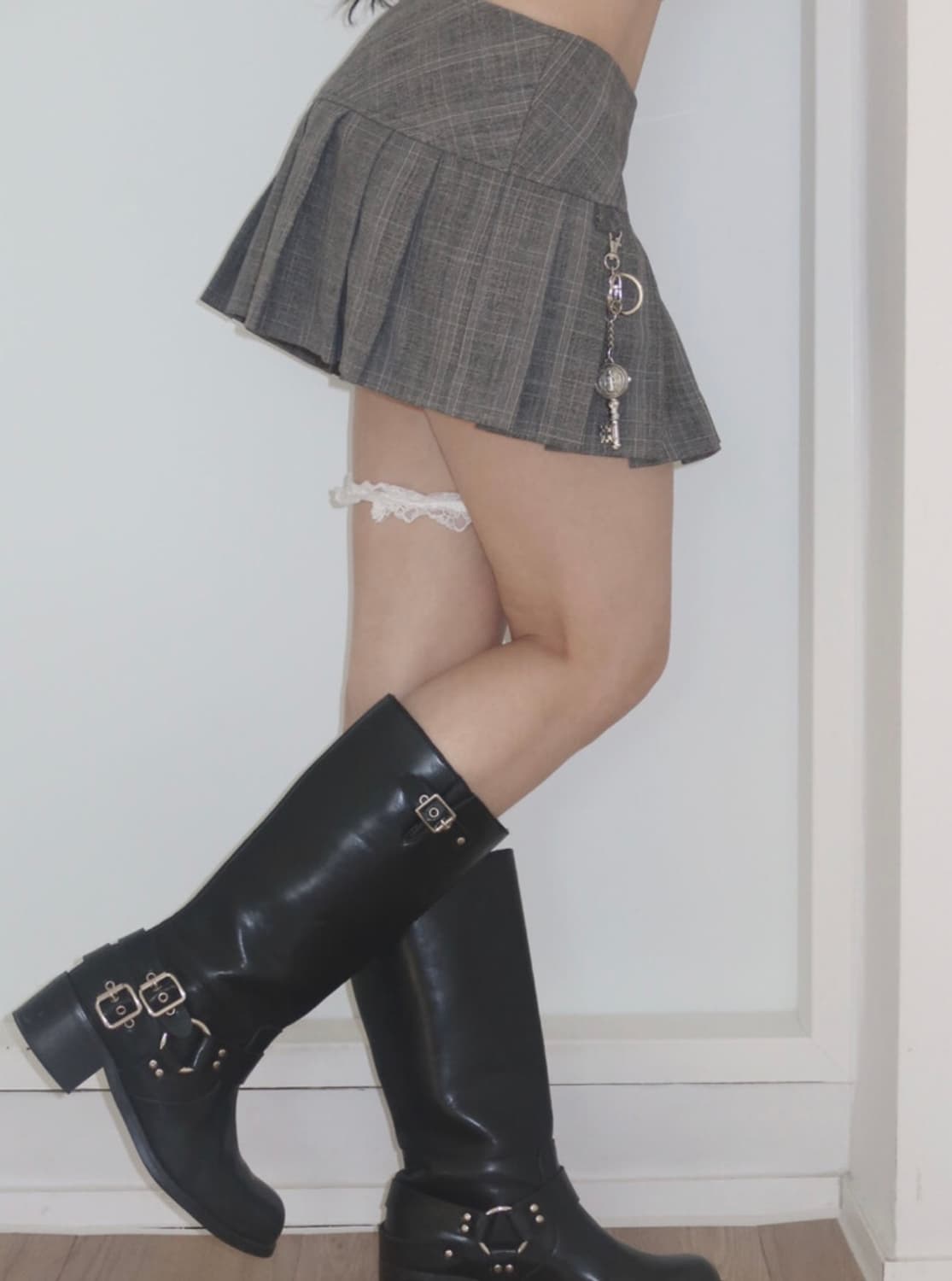 Angelnumber555 Varsity Pleated Skirt 상품이미지1