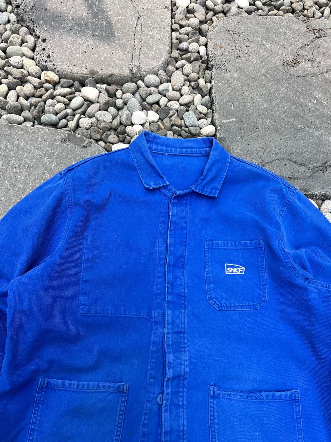 OLD VINTAGE WASHING BLUE SNCF 프렌치워크자켓 상품이미지5