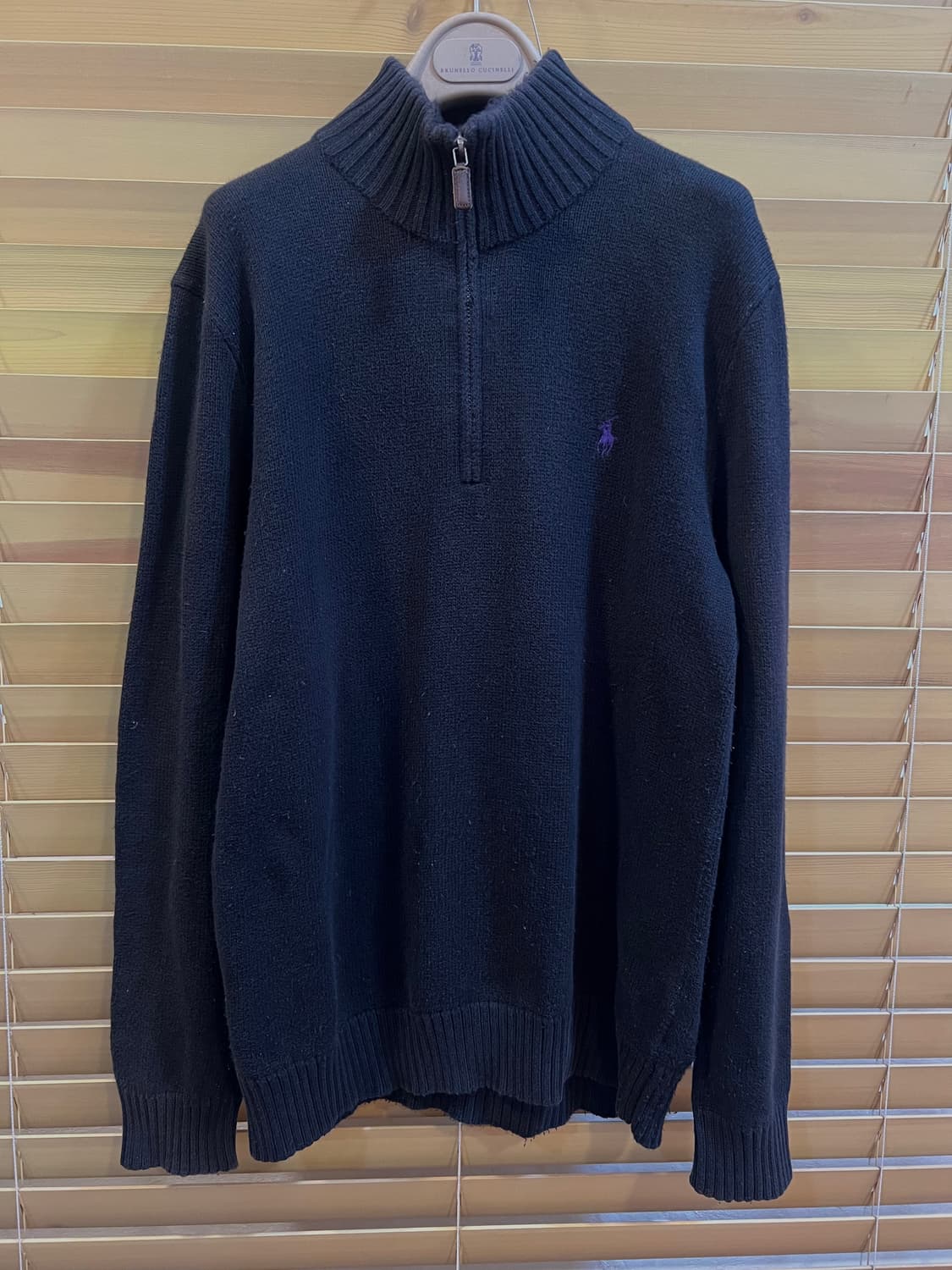 폴로랄프로렌 남성 블랙 반집업니트 코튼니트 상품이미지2