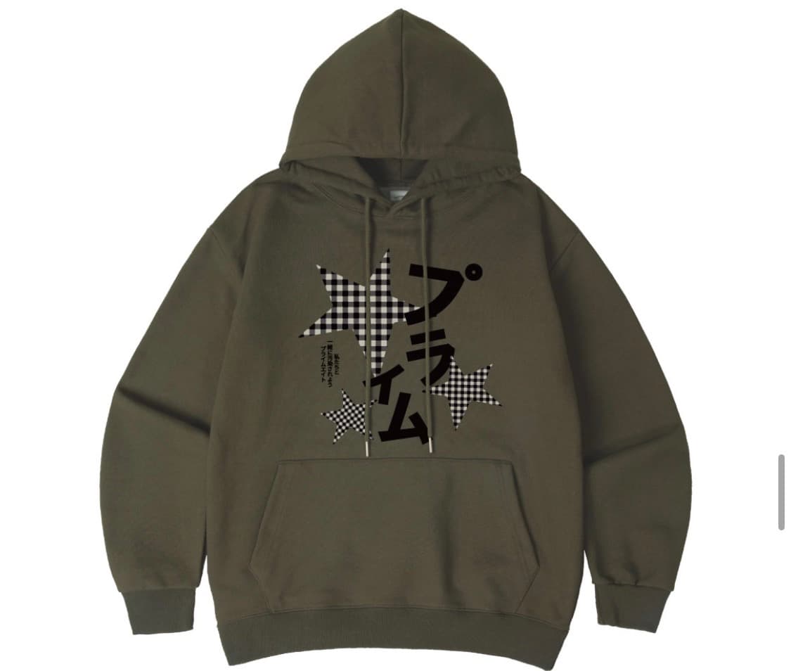프라임에이트 별로고스타 오버핏 후드티셔츠 카키색 상품이미지1