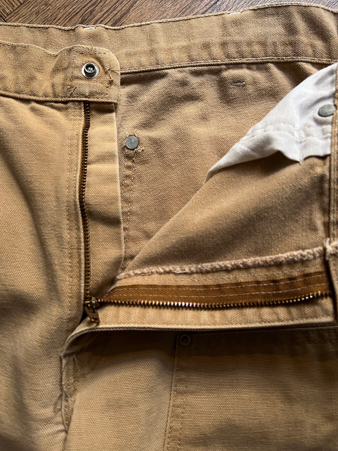 [34]90's 칼하트 유니온메이드 USA 빈티지 페이딩 더블니 워크팬츠 상품이미지3