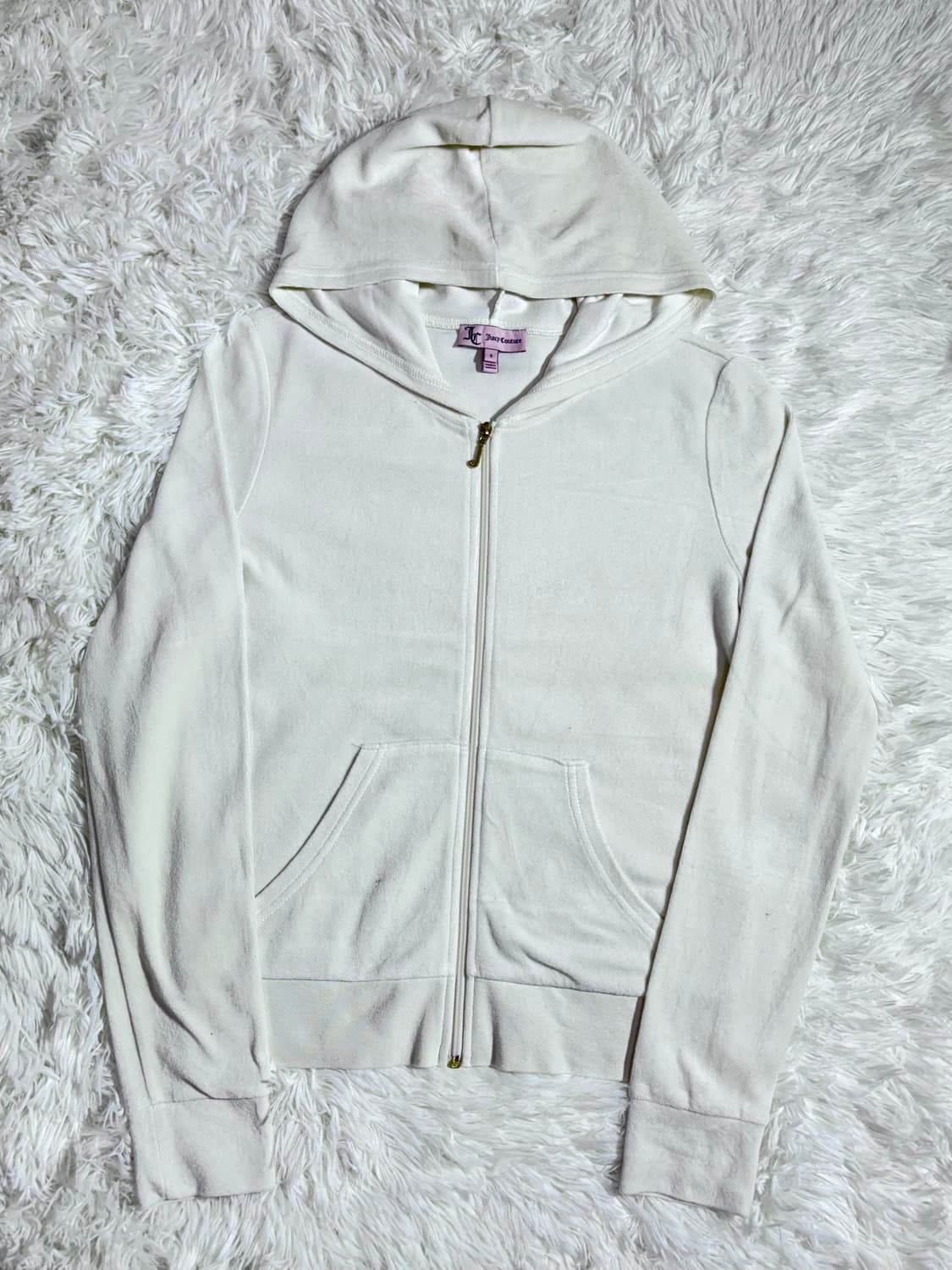 쥬시꾸띄르 빅로고 화이트 벨벳 후드집업  상품이미지5