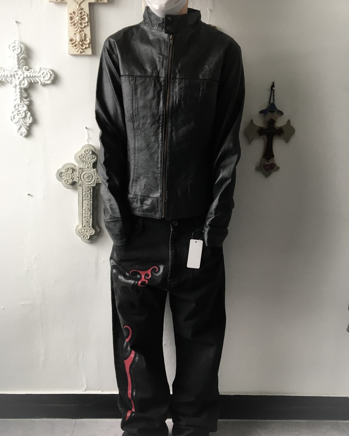 High neck leather jacket 상품이미지5
