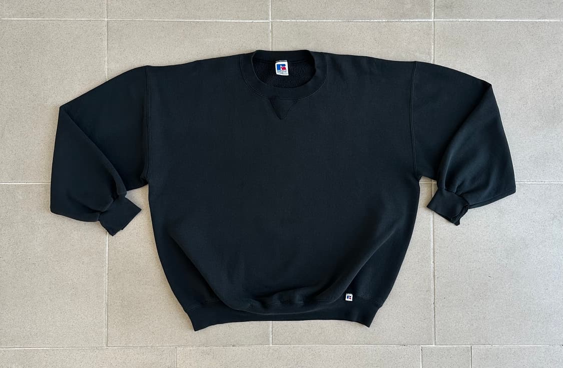 90s 빈티지 러셀 스웻셔츠 블랙 XXL USA 상품이미지1
