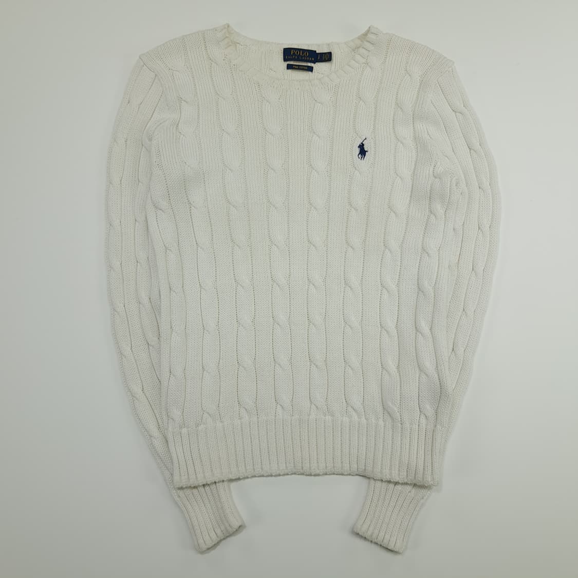 CN747W S 폴로 랄프로렌 화이트 라운드 케이블 긴팔 니트 스웨터 상품이미지1