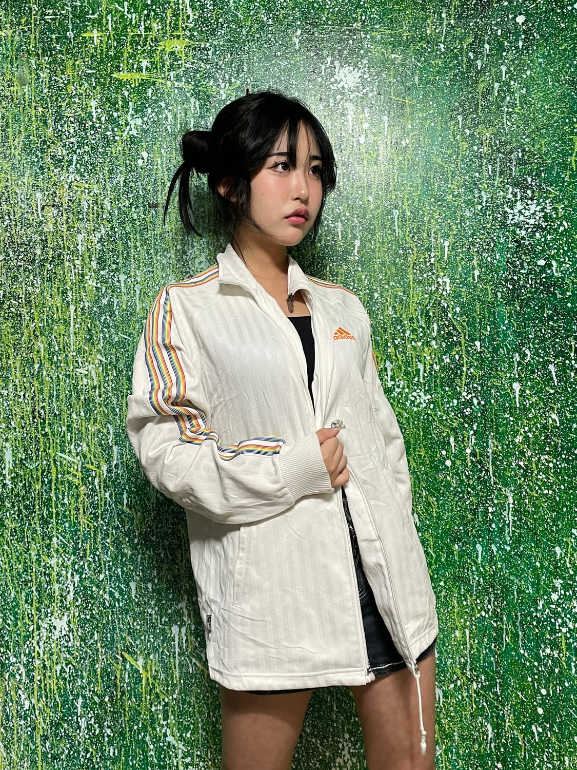 아디다스 화이트 삼선 오버핏 져지 M L 상품이미지1