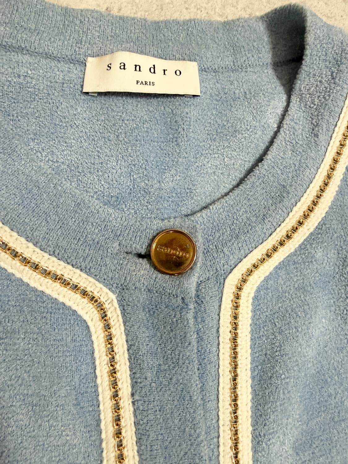 산드로 골드버턴 라이닝 가디건 블루 상품이미지5