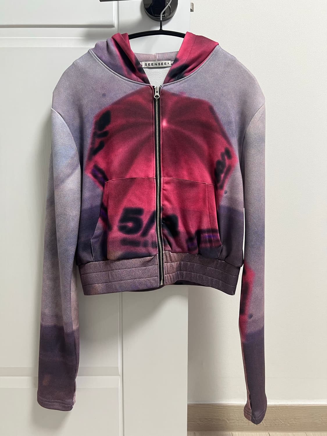 씬 seen 엄브렐라 크롭 후드집업 버건디 상품이미지5