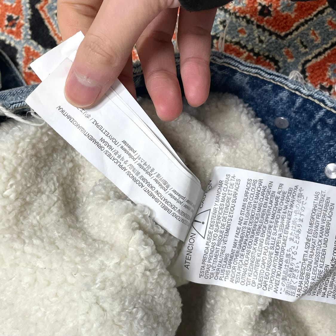 자라 인디안 패턴 중청 데님 퍼 자켓 여성S 상품이미지6