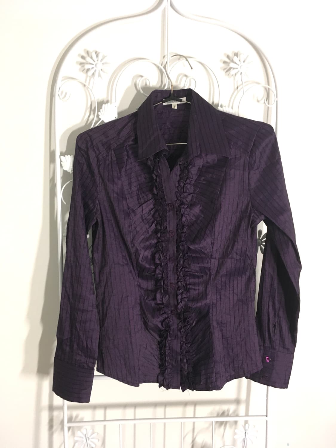 jpn vintage purple frill stripe shirts 상품이미지1