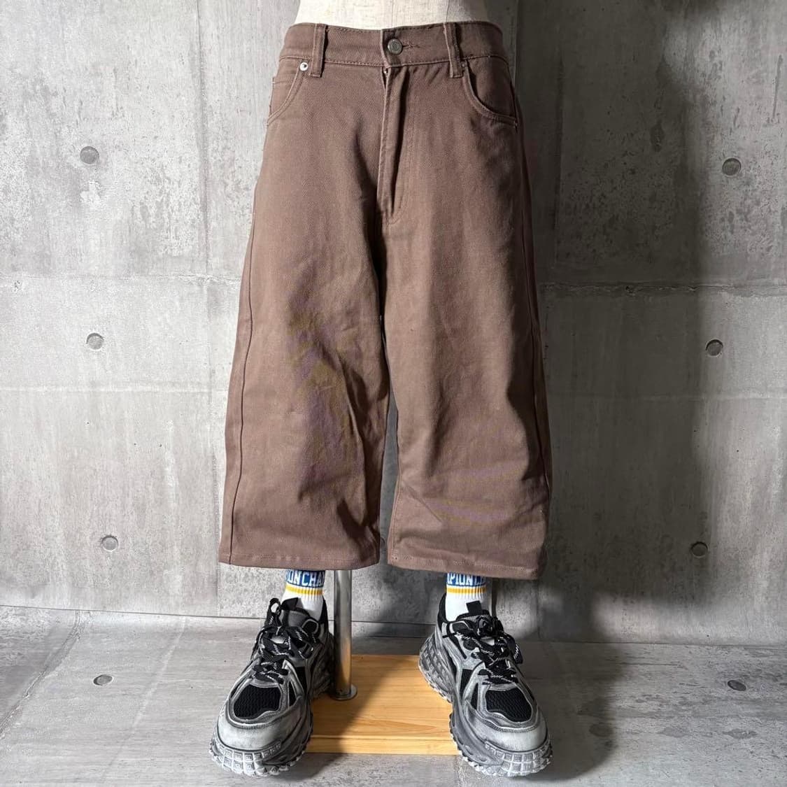 빈티지 00s 브라운 와이드 하프팬츠 7부 팬츠 상품이미지1