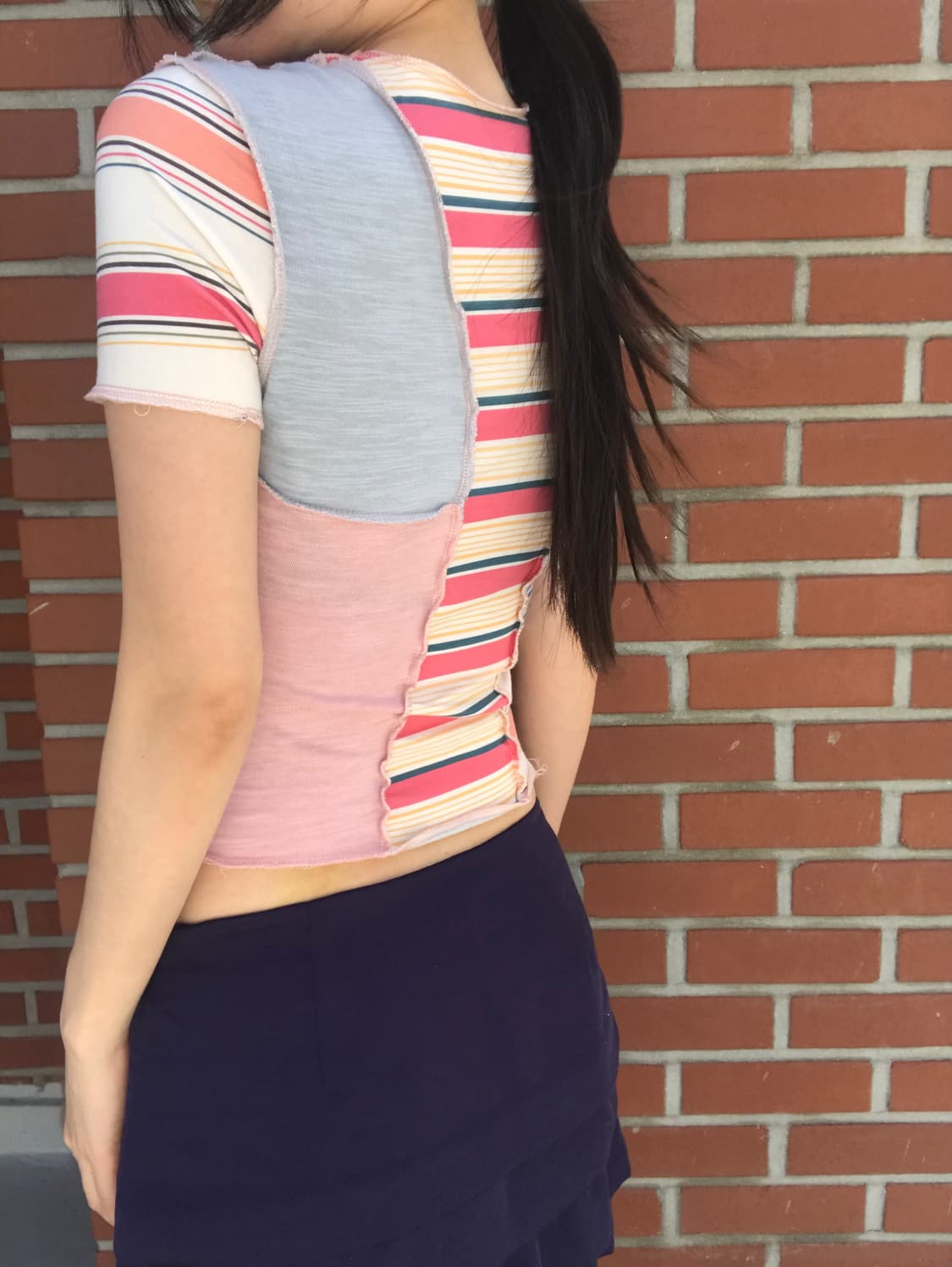 vintage stripe pattern corp top 상품이미지5